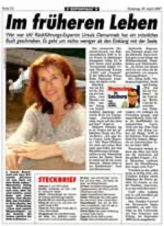 Portrait über Ursula Demarmels in der größten österreichischen Tageszeitung, der Kronenzeitung / Ausgabe SALZBURG-KRONE von Redakteur und Chef vom Dienst Harald BRODNIG 29.4.2007