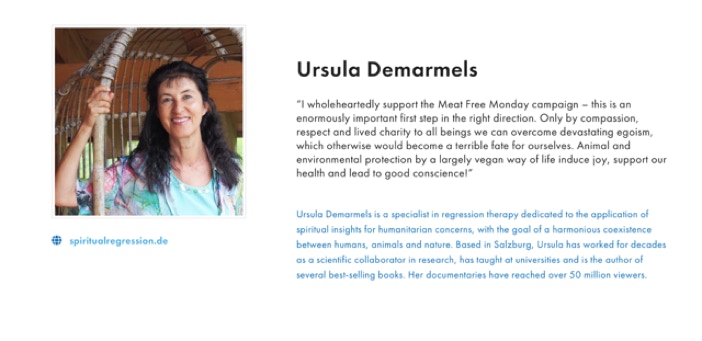Ursula Demarmels' Quote in support of MeatFree Mondays (c) meatfreemondays.com